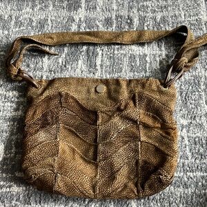 Brown Textured Shoulder Bag